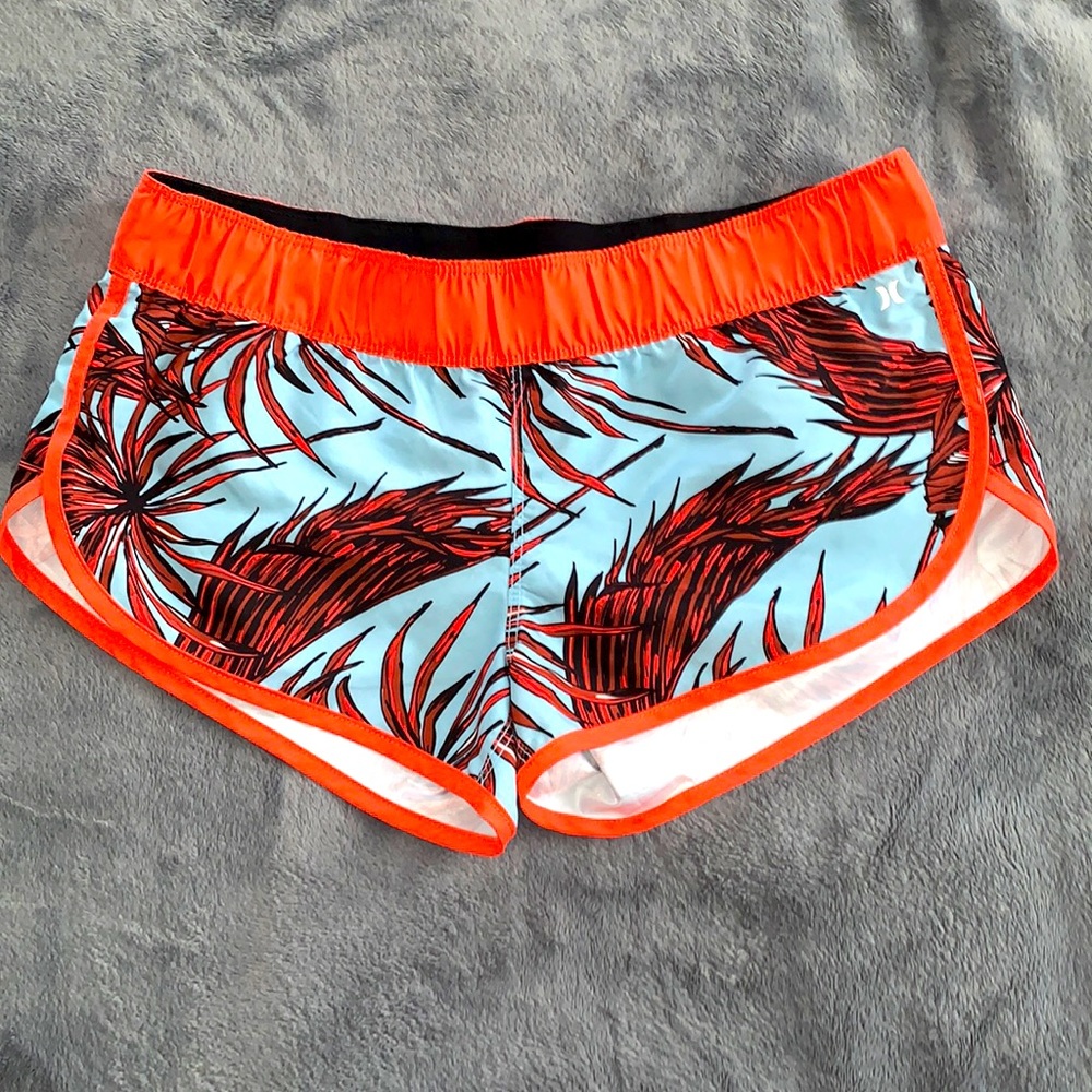 Hurley Women's Athletic Shorts - Vibrant Orange and Blue